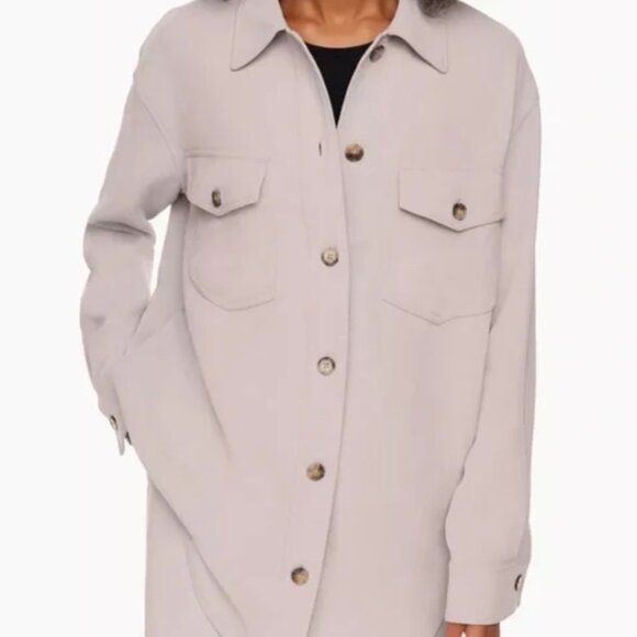 NWT Aritzia Wilfred Ganna Button Shirt Jacket in Morado Grey - Picture 2 of 6